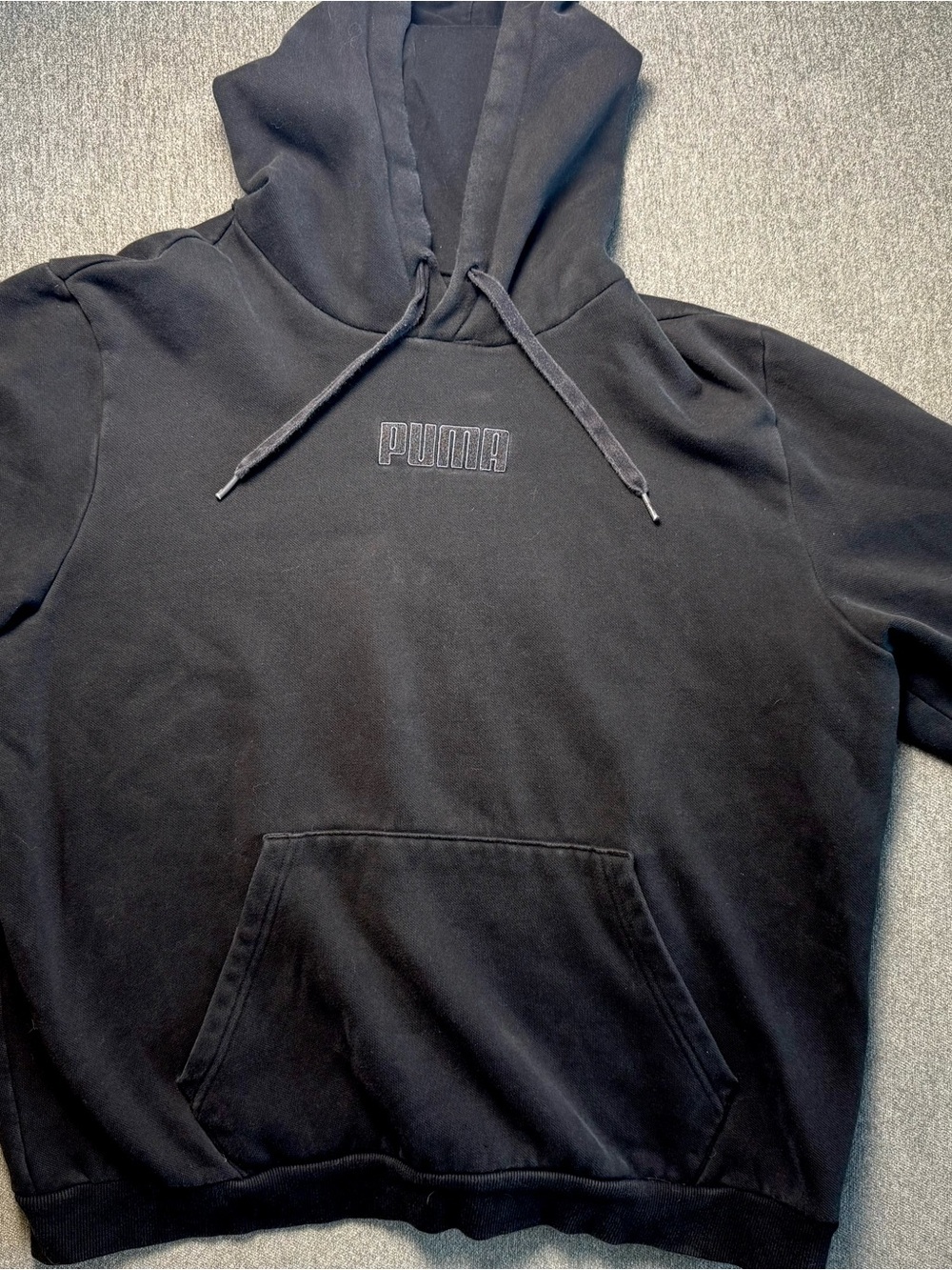 Puma Black Pullover Hoodie with Embroidered Logo
